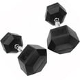 thumbnail image 3 of French Fitness Rubber Coated Hex Dumbbell Set 5-100 lbs (New), 3 of 9
