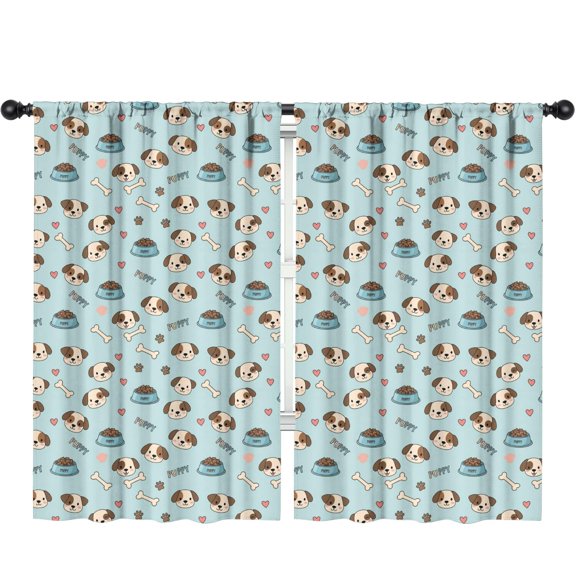 Beagle and Bone Blue Pattern Insulated Teens Curtains Set Of 2, Bedroom Essentials, Toddler Room Decor 52x84in(132x213cm)