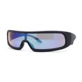thumbnail image 2 of Monolens Narrow Shield Cyclops Wrap Robotic Plastic Sunglasses Black - Blue Mirror, 2 of 4