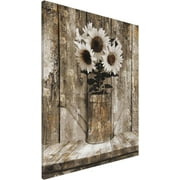 Farmhouse Wall Decor Canvas Print Wall Art Rustic Floral Country Sunflower Pictures Painting for Living Room Bedroom Rustic Decor Decor Ready to Hang Stretched and Framed Artwork 20''Hx16''W