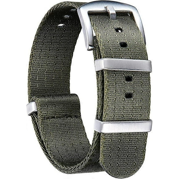 Nylon Watch Strap Military NATO Replacement Watch Strap with Black/Silver Stainless Steel Buckle Men 22mm