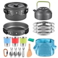 thumbnail image 1 of 21pcs Camping Cookware Mess Kit Camping Pot and Pan Cooking Set Outdoor Camping Hiking Backpacking Survival Gear, 1 of 7