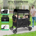 thumbnail image 3 of TouHeart Wagon Stroller 4 Passenger with Canopy, Removable Seats, 5-Point Harness, Black, 3 of 9
