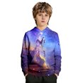 thumbnail image 3 of Girls Hoodies Galaxy Print Loose Pullover Hoodie Top Trendy Fall Winter Hoodies for Girls Size 3-4Y, 3 of 8