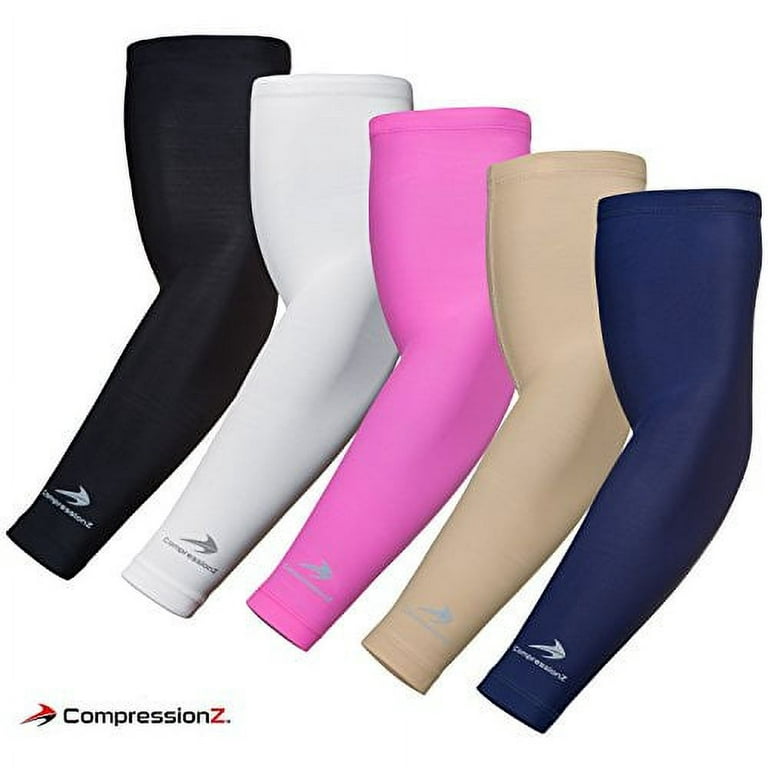 CompressionZ Compression Arm Sleeves for Men & Women UV Protection (Pink,  M) 