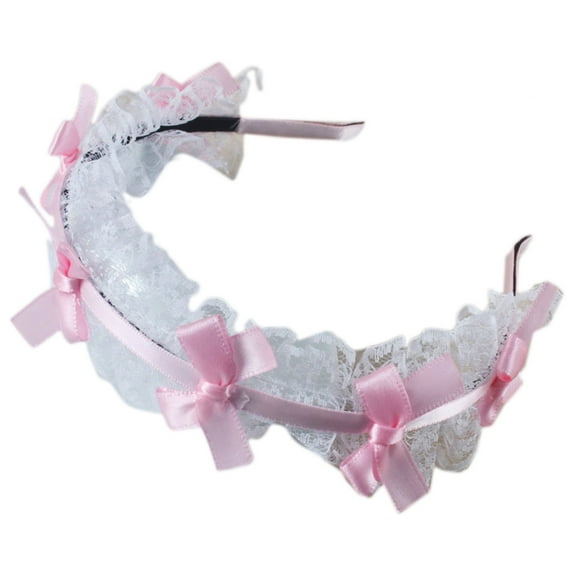 UNTERING Hairband Girl Ruffle Lace Headband with Ribbon Bowknot Hair Hoop Gorgeous Sweet Headdress Anime Cosplay Accessorie