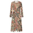 thumbnail image 4 of QUNYINEY Women Dresses Casual Vintage Long Sleeve A-Line Dress Crew Neck with Pockets Flowy Maxi Dresses, 4 of 5