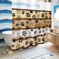 thumbnail image 5 of No Hook Shower Curtain with Built-in Rings - Farmhouse Vintage Washable Waterproof Fabric Bathroom Curtains for Hotel,Rentals, 72 X 78 Inch Long , Pet Dog Paws Wood Texture Brown Black, 5 of 9