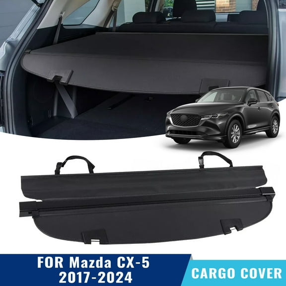 Retractable Cargo Cover Compatible with Mazda CX-5 CX5 2017 2018 2019 2020 2021 2022 2023 2024 - Trunk Shielding Security Shade and Privacy Screen, Canvas