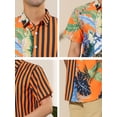 thumbnail image 6 of Lars Amadeus Men's Floral Stripes Patchwork Button Down Summer Printed Shirts, 6 of 6