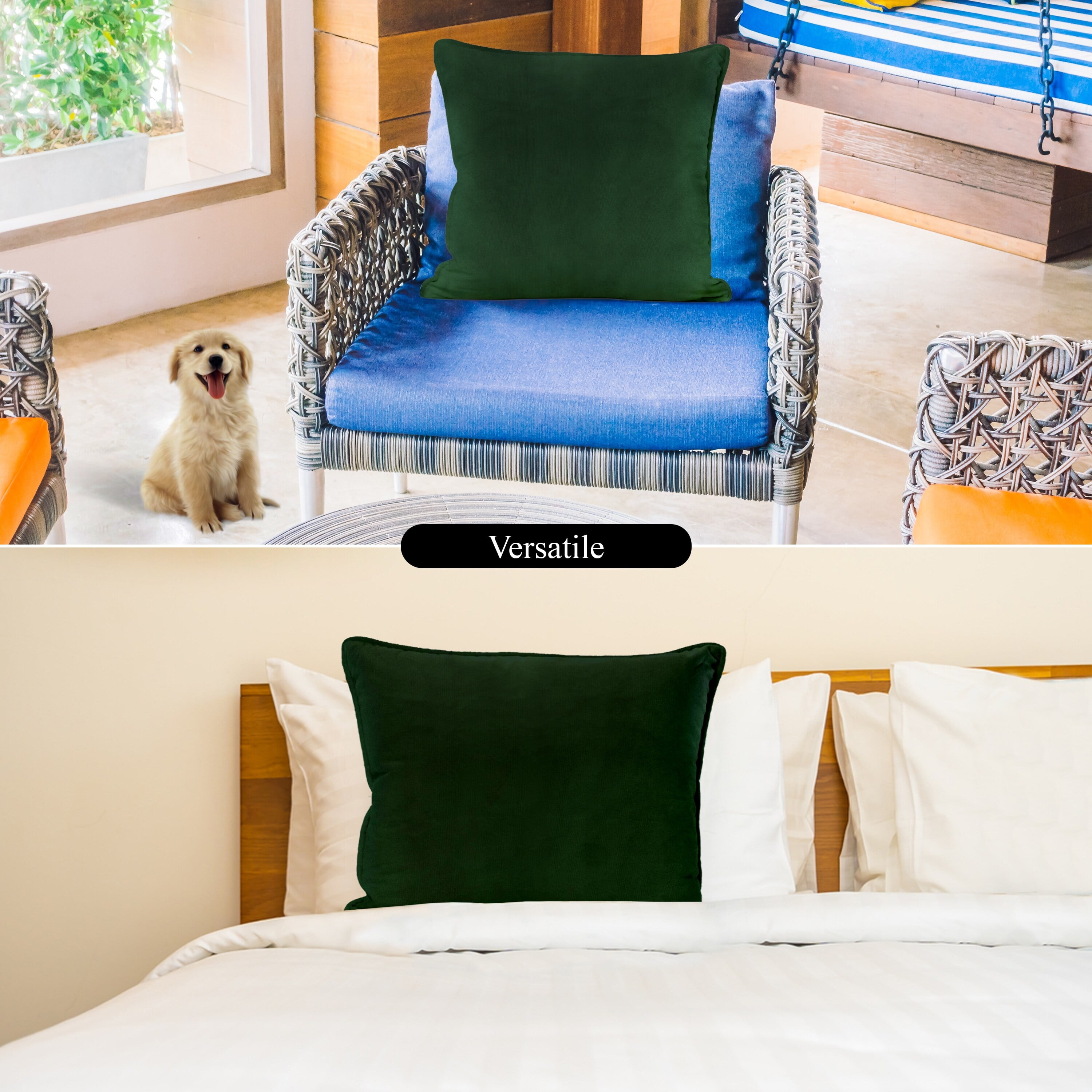 A1HC Outdoor Waterproof Pillow Covers 18x18 Inch, Pack of 2, Timber Green – Luxurious Decorative Throw Pillow Covers for Garden, Sofa & Chairs