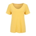 thumbnail image 5 of Endives Women's Short Sleeve T Shirt V Neck Classic Fit Fashion Casual T Shirt Solid Color Basic Tee T-Shirt Yellow, 5 of 7