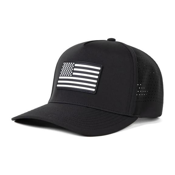 TOP-EX Waterproof Golf Snapback Hat with Breathable Panels, Flat Bill, TriProof Polyester, Black, M/L