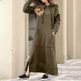 thumbnail image 2 of Jalioing Hooded Maxi Dress for Women Sweatshirt Long Dresses Plus Size Long-Sleeve Split Hem Ladies Sundress (4X-Large, Army Green), 2 of 6