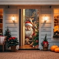 thumbnail image 5 of Uutvery Santa Claus Reindeer Door Decor, Christmas Front Door Hanging Cover, Holiday Party Banner for Xmas, Seasonal Display for Indoor Outdoor, 72.83x35.43 inches, 5 of 6