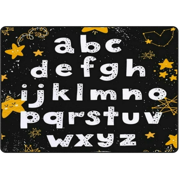 Soft Rug Large Area Rugs, Stars Alphabet Comfortable Indoor Carpet, Baby Play Mat for Living Room Bedroom Nursery Home Decor Floor Mat, 80x58inch