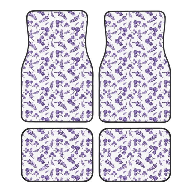 Fotbe Lavender Flowers Juego de 4 Tapetes para Auto con Estampado – Alfombrillas de Goma Reforzada, Diseño Antideslizante, Protección para Todo el Año – Vehículos, Autos, Camionetas y SUVs