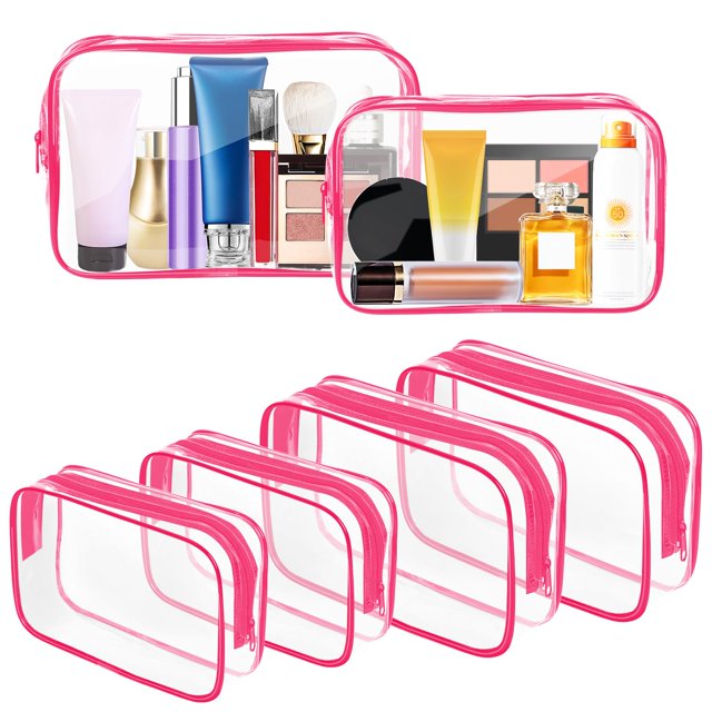 Bolsa de maquillaje transparente AURUZA, portátil, de viaje, aprobada por la TSA