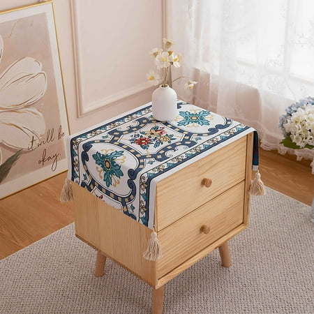

Nightstand Cover Beside Table Covers With Tassel Dustproof Covers Furniture-R-35x120cm 14x48inch
