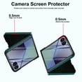 thumbnail image 4 of ELEHOLD For Samsung Galaxy Z Flip 7 Case with Screen Protector, Faux Leather Shock-Absorbent Magnetic Ring Kickstand Anti-Scratch Protective Case Cover with Screen Protector ,Green, 4 of 7