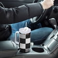 thumbnail image 4 of Yayeee 40oz Stainless Steel Tumbler with Straw and Handle Double-Wall Insulated Travel Water Bottle, Black and Gray Plaid Pattern, 4 of 8
