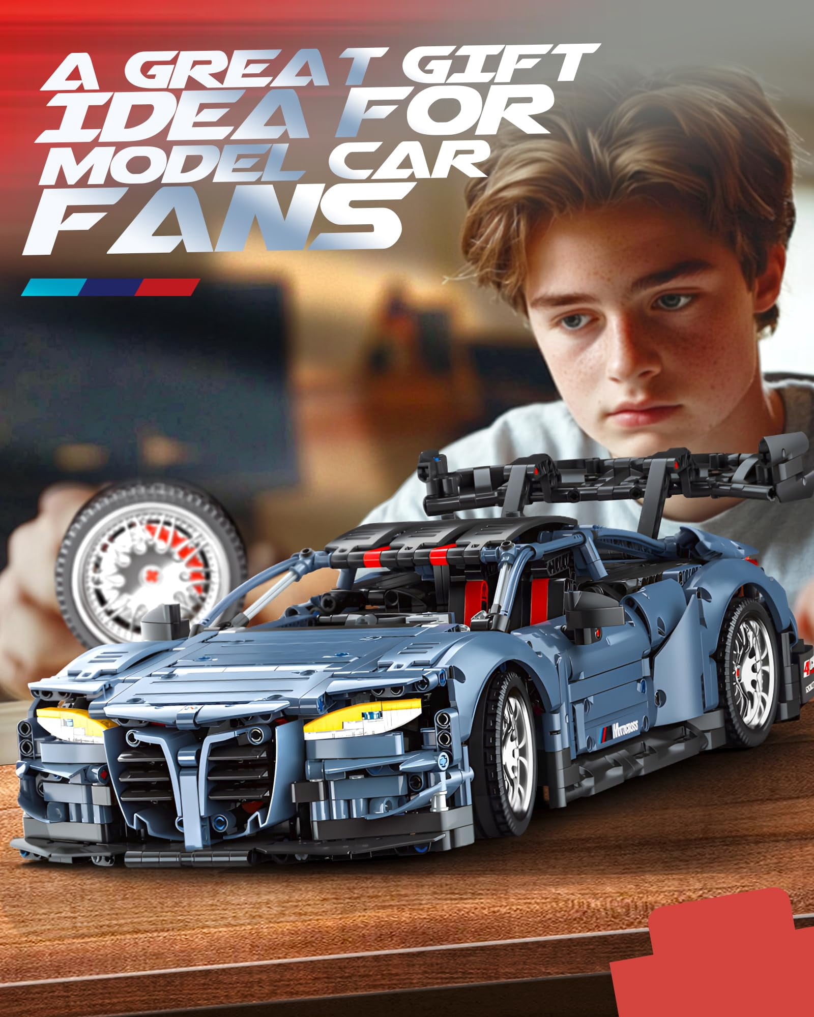 Joycrown Sports Car Building Set, 1:10 Scale M4 Racing Technic Car for Adults Collectible Cars Set to Build, Build and Display Model for Home or Office Décor, Gift for Boys Age 14+ (2280 Pcs)