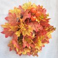 thumbnail image 5 of Crowdstage 2 Pack  Decorative Candle Ring Mini Autumn Wreath for Candlestick, 12 in Rattan Garland with Maple Leaf Pumpkin Fall Thanksgiving Party, Outer Diameter, 5 of 9