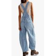 thumbnail image 3 of sicmoss Women's Blue Y2K Baggy Wide Leg Bib Overalls Adjustable Strap with Pockets, 3 of 6