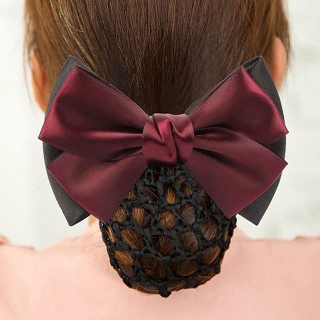 Barrette Pro Nœud pour Femmes Pince à Cheveux Nœud Papillon Filet Filet à Cheveux Dentelle Nœud Accessoires pour Cheveux Coiffures, Pince à Cheveux Polyester Rouge