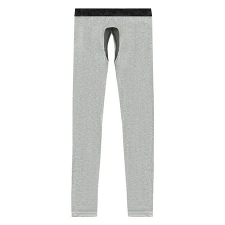 Pajama Pants for Men Open Crotch Thermal Base Layer Winter Warm Lined Tights Comfortable Indoor Pant