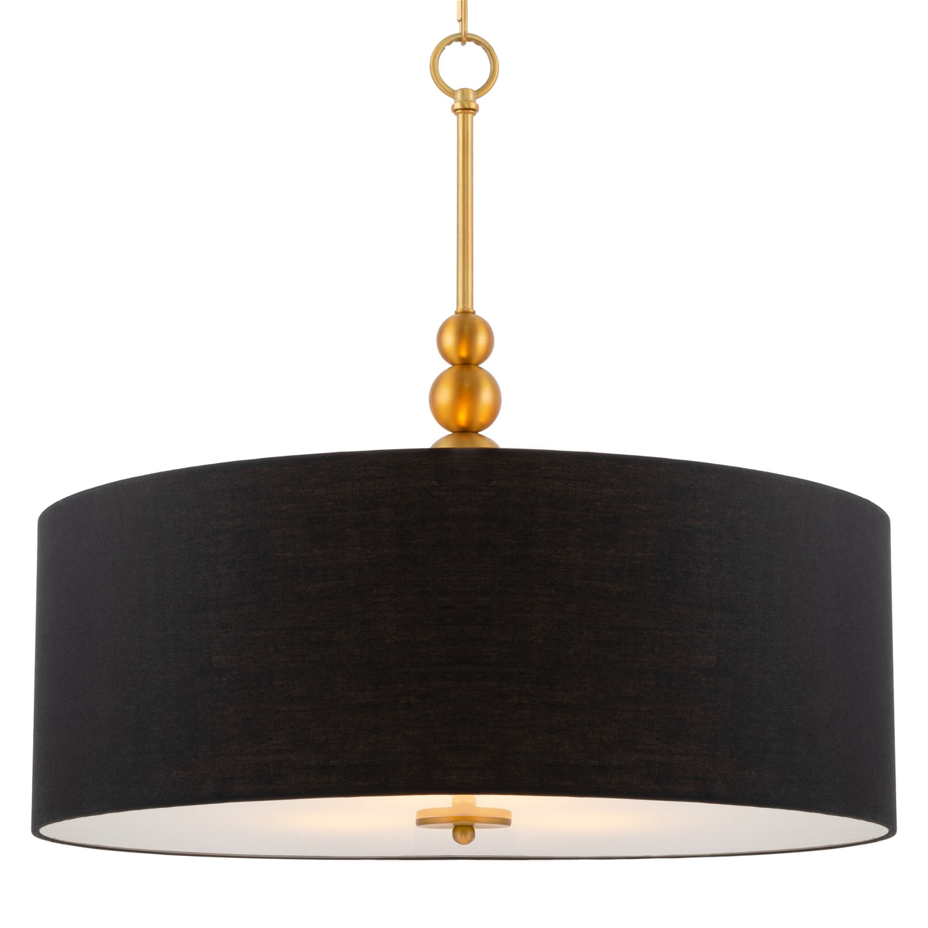 Kira Home Adelade 22" 3-Light Drum Pendant Chandelier, Black Fabric