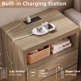 thumbnail image 6 of JOAXSWE 24" Wide Nightstand Set of 2, Farmhouse 2 Drawer Bedside Tables with Charging Station, Open Shelves and Metal Handles for Bedroom, Oak, 6 of 7