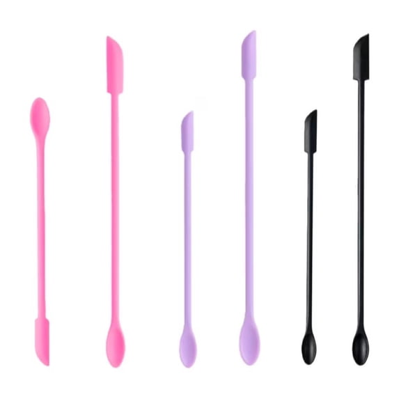 COREBAY 6pcs Mini Spatula Silicone Spatula Set - Small Makeup Scrapers for Cosmetics, Reusable Beauty Tiny Tools, Thin Jar Scraper, Get Last of Makeup Out