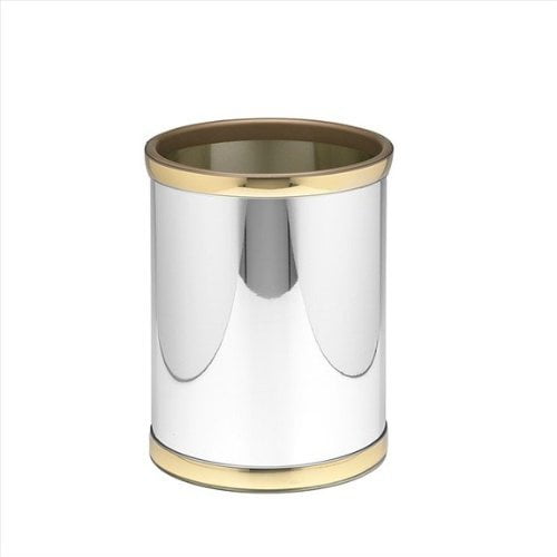 Kraftware Corp. 75948 Mylar Polished Chrome & Brass 10.75 Inches Rd. Waste Basket