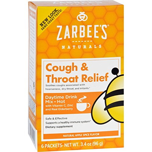 4 Pack Zarbee's Apple Spice Cough and Throat Relief Daytime Drink 6 Packets Each