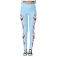 thumbnail image 4 of MKLEKYY Leggings de compresión para mujer Leggings para mujer Leggings de entrenamiento Pantalones con estampado navideño de bloques de color Leggings suaves y elásticos 3618, 4 of 4
