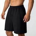 thumbnail image 5 of UVEASISHA Men's 5 Inch Inseam Casual Shorts Elastic Waist Drawstring Sweat Shorts Solid Color Loose Textured Athletic Shorts Summer Short Pants for Daily Wear Black S, 5 of 6