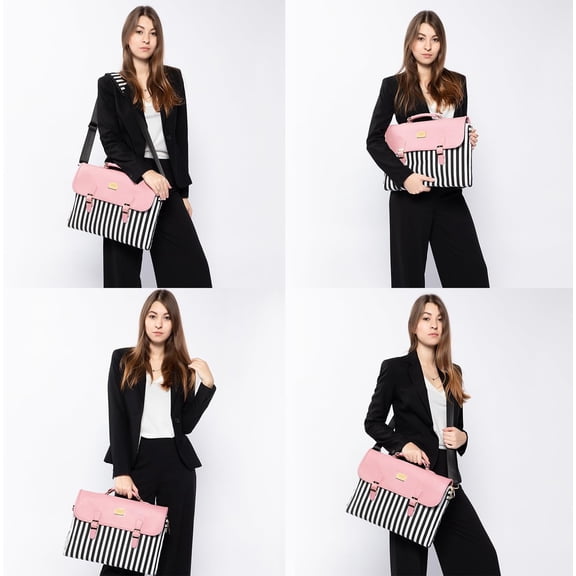 Women's Laptop Messenger Bag for Work College, Slim Design, Fits 15.6 Inch Laptop - Pink