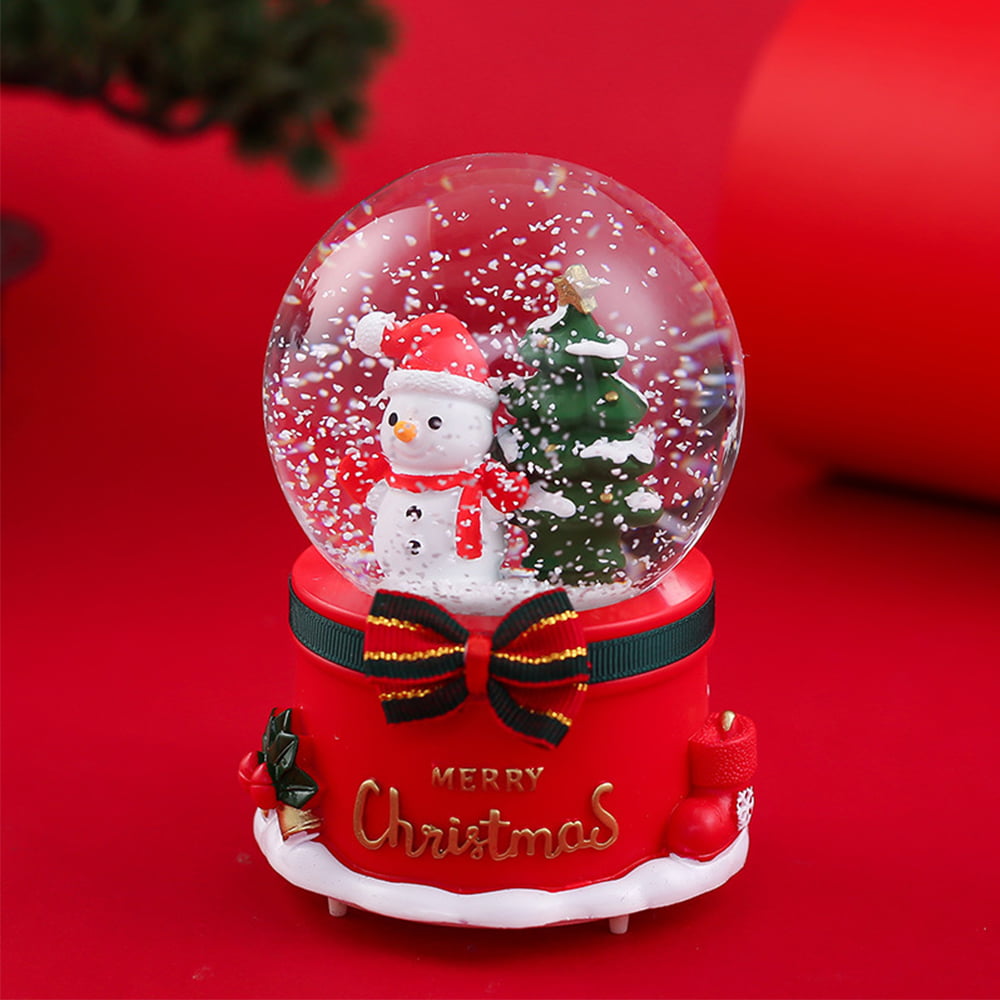 Snow Globe Christmas Glass Water Globe with Music Red Car Water Ball Decoration Musical Crystal Ball，Santa