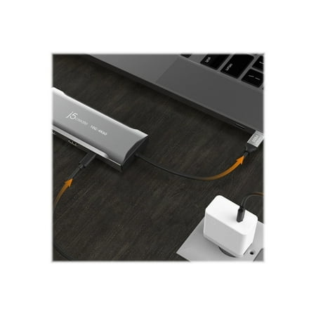 j5create - 4K60 Elite USB-C Triple-Monitor 10Gbps Mini Dock - Space Grey