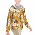 thumbnail image 2 of Xecao White Floral and Butterflies Print Fishing Shirts for teenager Long Sleeve UV Sun Protection Hoodie with Zipper Outdoor Hiking Shirts-Small, 2 of 7