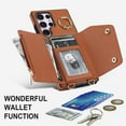 thumbnail image 5 of Allytechgroup Wallet Case for Samsung Galaxy S21 Ultra, RFID Blocking Crossbody Shoulder Strap Hand Wrist Cards Holder Ring Stand Bumper Drop Protection Phone Case for Girls Women, Brown, 5 of 9