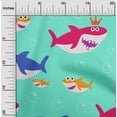 thumbnail image 2 of oneOone Viscose Chiffon Aqua Blue Fabric Shark Print Kids Sewing Material Print Fabric By The Yard 42 Inch Wide, 2 of 6