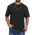 thumbnail image 4 of INSPIRE CHIC Men's Retro Distressed Crew Neck Short Sleeve Solid T-Shirts M Black, 4 of 5