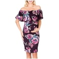 thumbnail image 2 of BRGZLK Off The Shoulder Maternity Dress Women’S Ruffle Ruched Bodycon Summer Elegant Knee Length Baby Shower Pregnancy Dress For Formal Occasions, 2 of 7