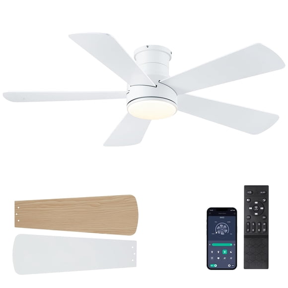 Ventilador de techo Hounberi de 46 cm con mando a distancia para luces, color blanco