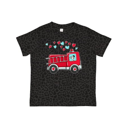 

Inktastic Valentine Fire Truck with Cute Dalmatian and Hearts Gift Toddler Boy or Toddler Girl T-Shirt