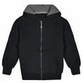 thumbnail image 3 of Kids Soft Warm Sherpa Lined Full Zip Up Fleece Hoodie Sweatshirt Coat Jacket, Black, L, 3 of 6