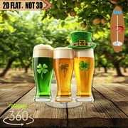 1pc 2d flat Rotating acrylic centerpiece featuring three beer glasses with shamrock designs perfect for St. Patrick's Day and Oktoberfest celebrations