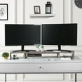 thumbnail image 2 of J JACKCUBE DESIGN Rustic Wood Dual Monitor Stand with Adjustable Angle Riser 2 Monitors Office Desk Organizer Computer Table top Screen Shelf for PC TV Laptop - MK547A, 2 of 7